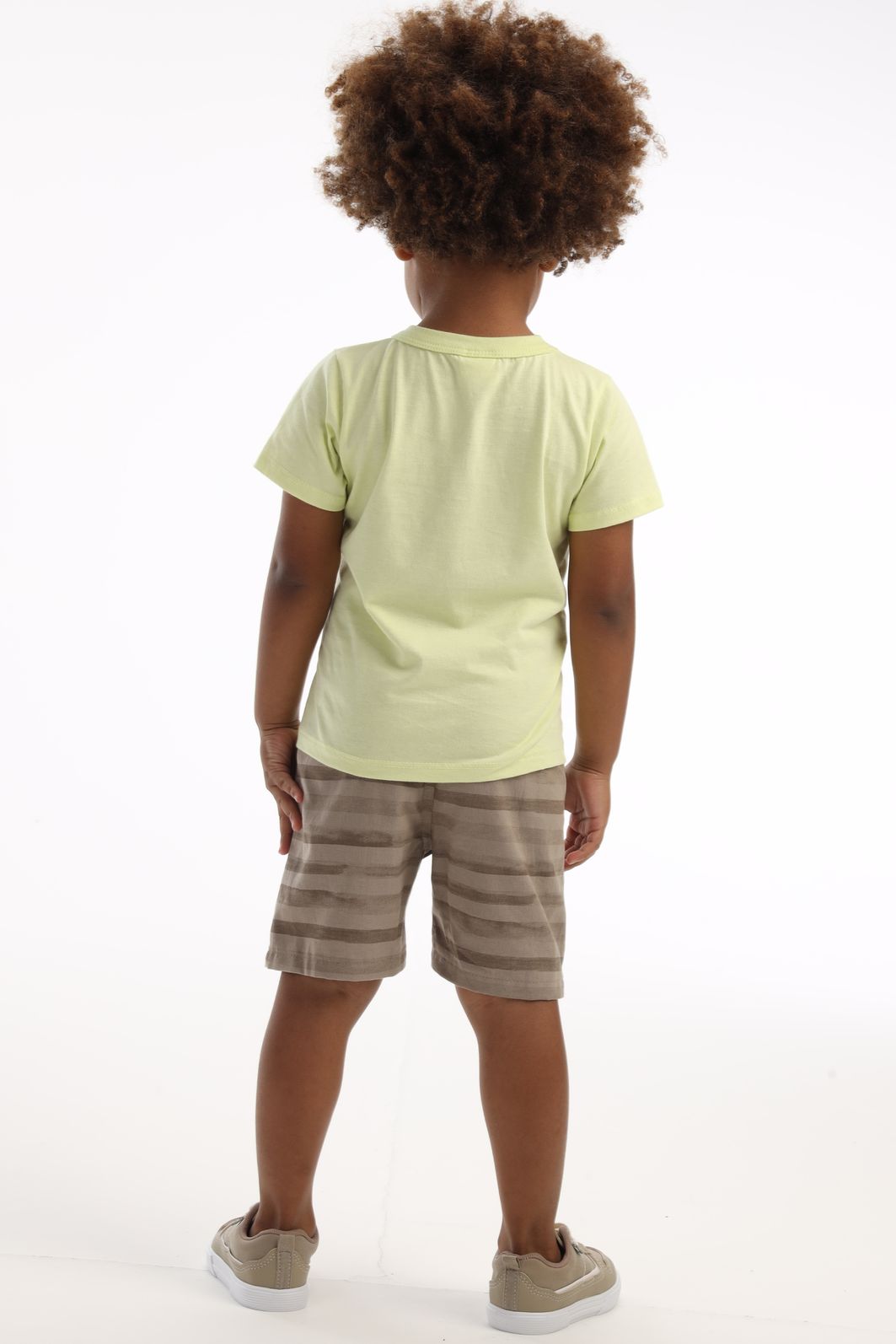 Conjunto de camiseta em meia malha e bermuda em linho santorine com elastano 92888 LucBoo Bebê Menino