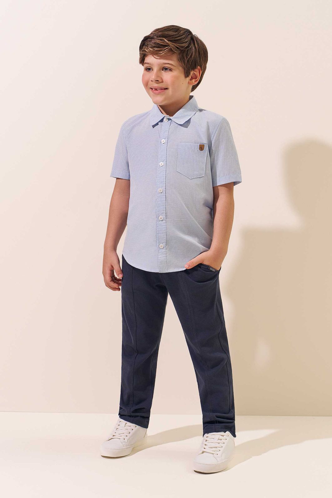 Camisa em tecido listrado 94788 LucBoo Infantil Menino Camisa em tecido listrado 94788 LucBoo Infantil Menino