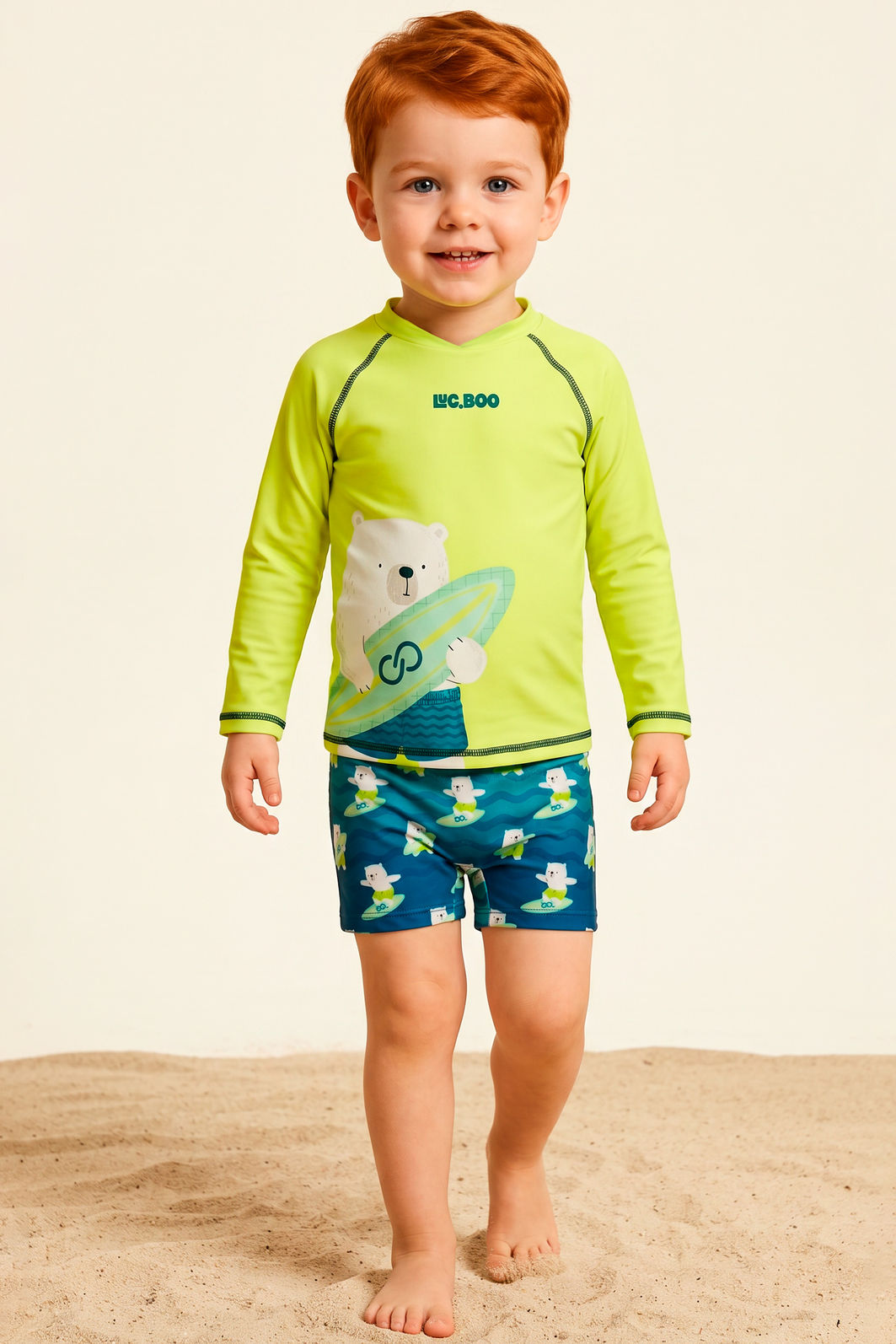 Conjunto de camiseta e sunga em malha UV dry com proteção UV50+ 24760 LucBoo Infantil Menino Conjunto de camiseta e sunga em malha UV dry com proteção UV50+ 24760 LucBoo Infantil Menino