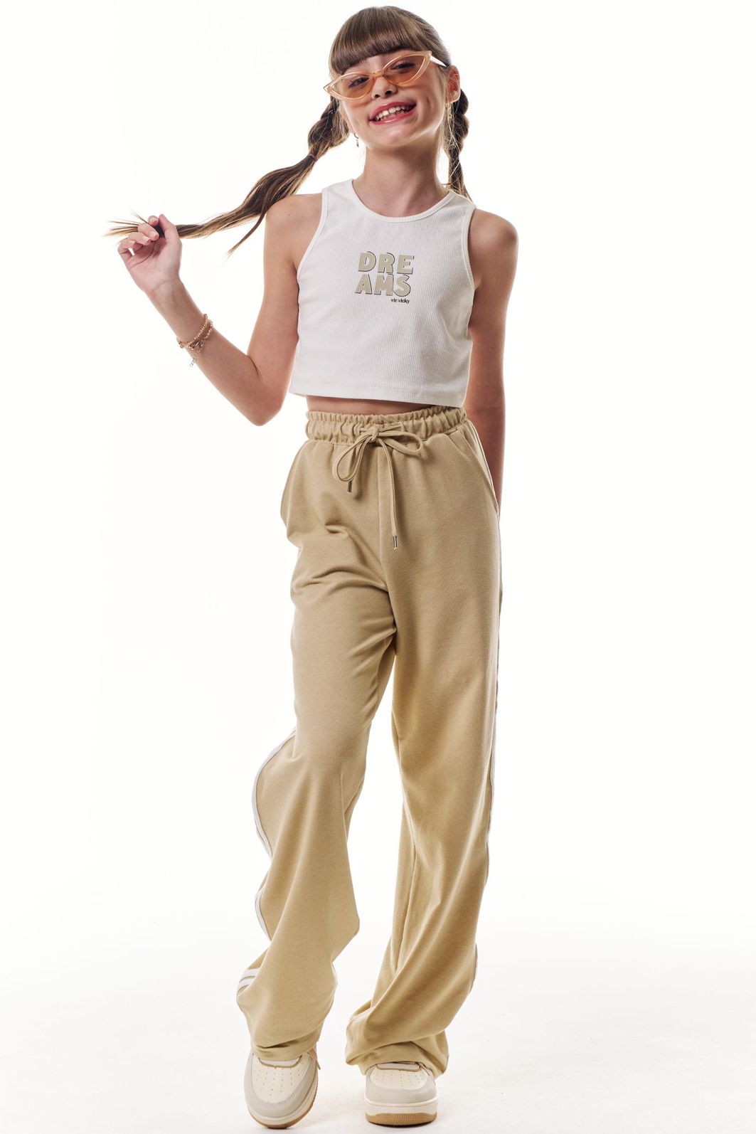 Conjunto de regata em canelado liz e calça wide leg em cotton jeans 95958 Vic Teen Menina Conjunto de regata em canelado liz e calça wide leg em cotton jeans 95958 Vic Teen Menina