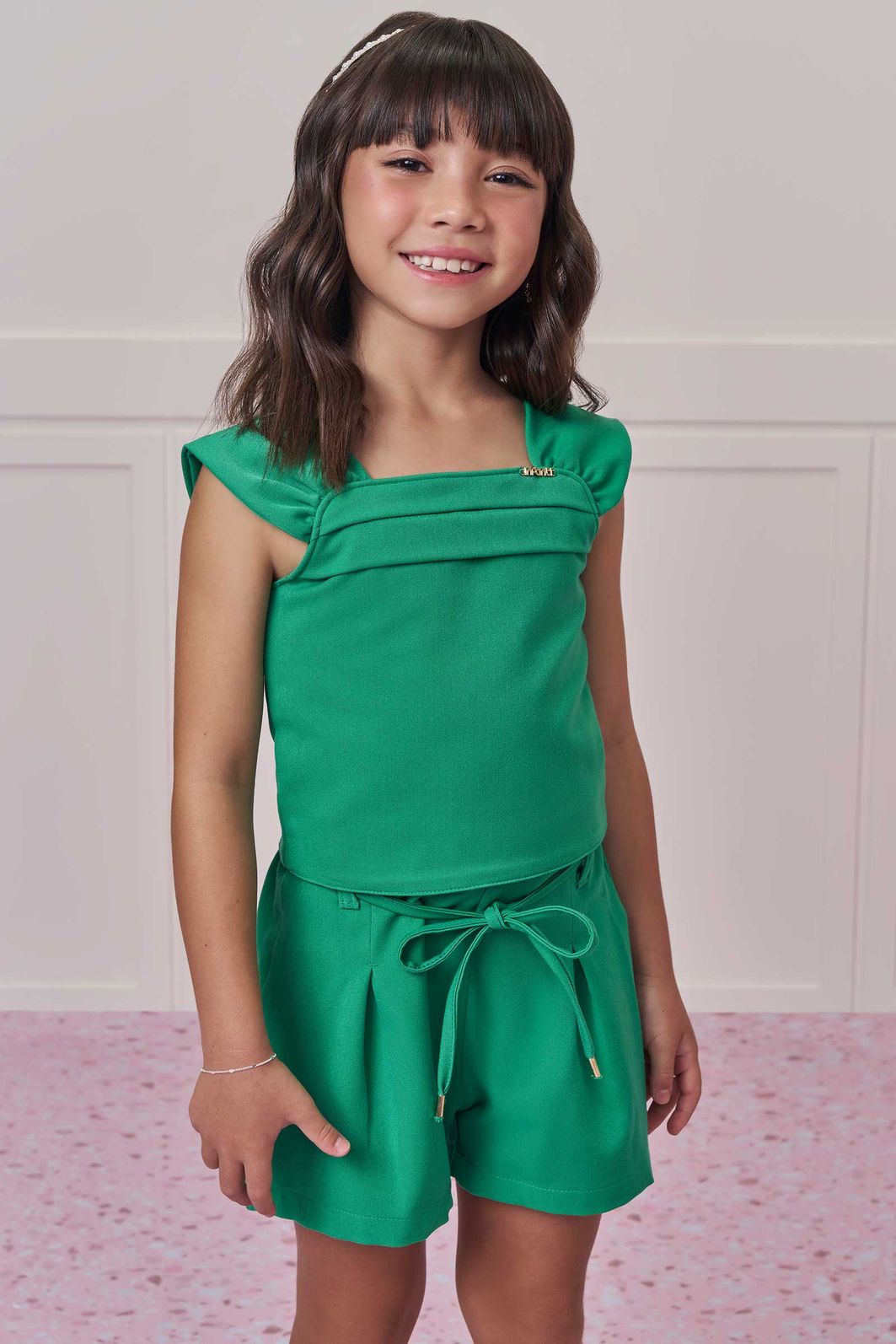 Conjunto de blusa e shorts em blend de viscose 99218 Infanti Infantil Menina Conjunto de blusa e shorts em blend de viscose 99218 Infanti Infantil Menina