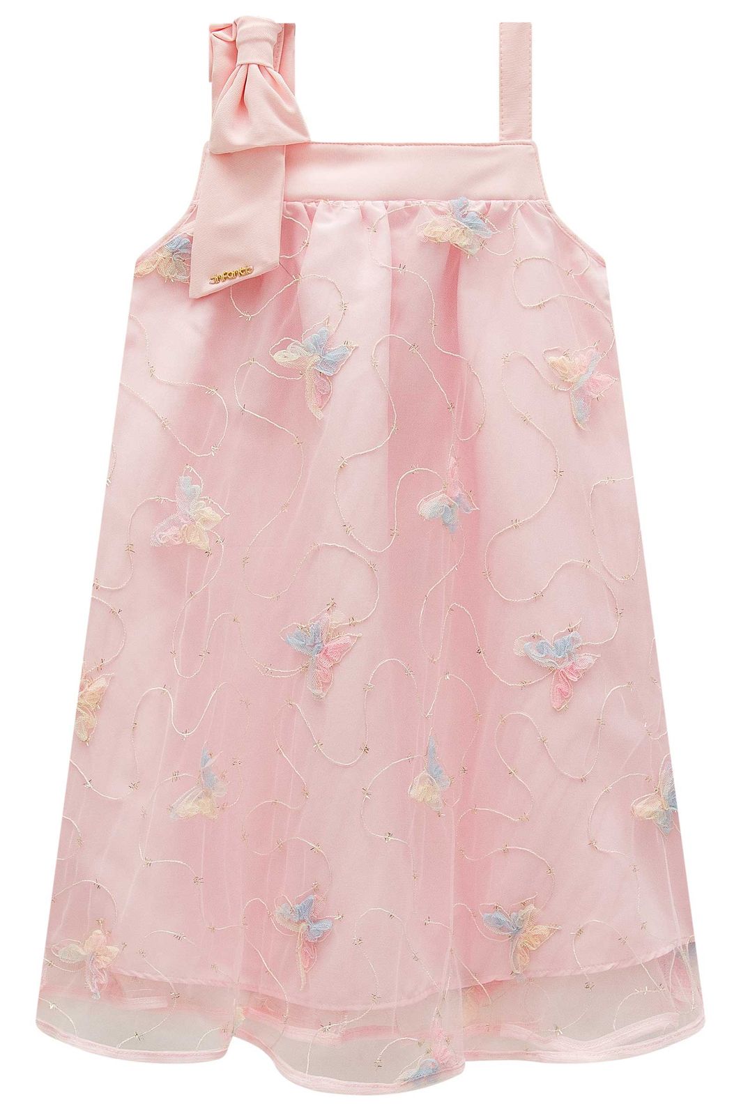 Vestido em tule bordado borboleta 98792 Infanti Infantil Menina
