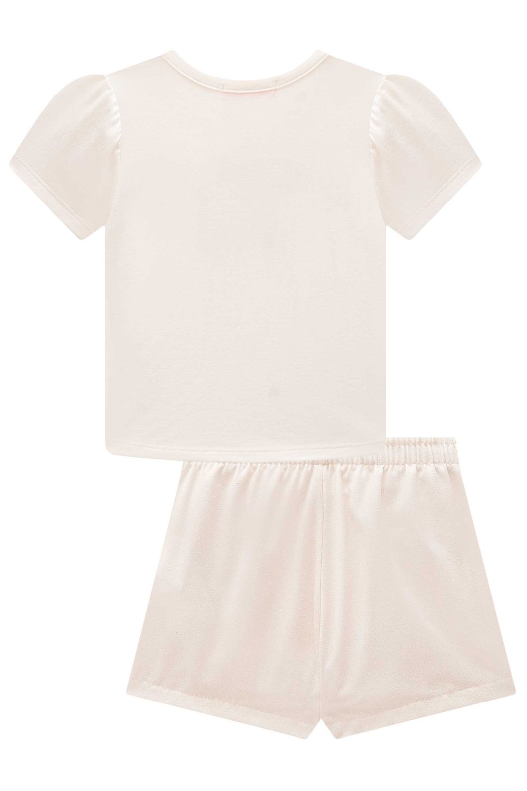 Conjunto de blusa em cotton e short saia em linho gold 98691 Kukiê Infantil Menina