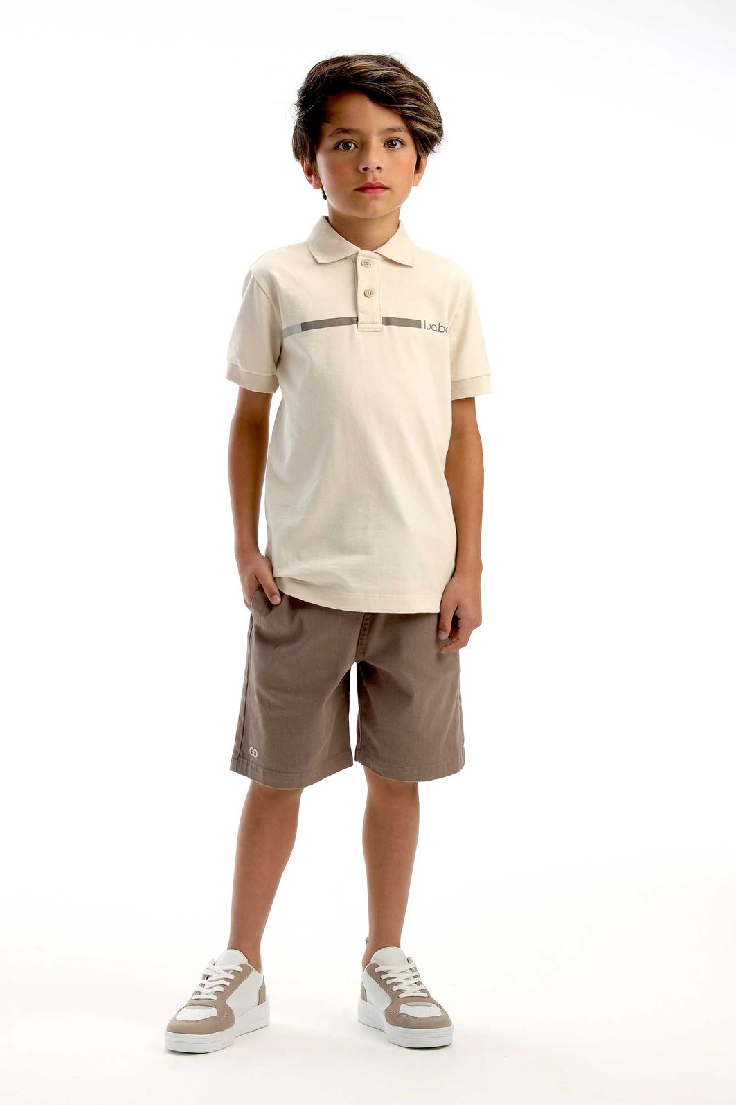 Conjunto de camisa polo em piquet com elastano e bermuda em sarja stretch com elastano 93147 LucBoo Infantil Menino Conjunto de camisa polo em piquet com elastano e bermuda em sarja stretch com elastano 93147 LucBoo Infantil Menino