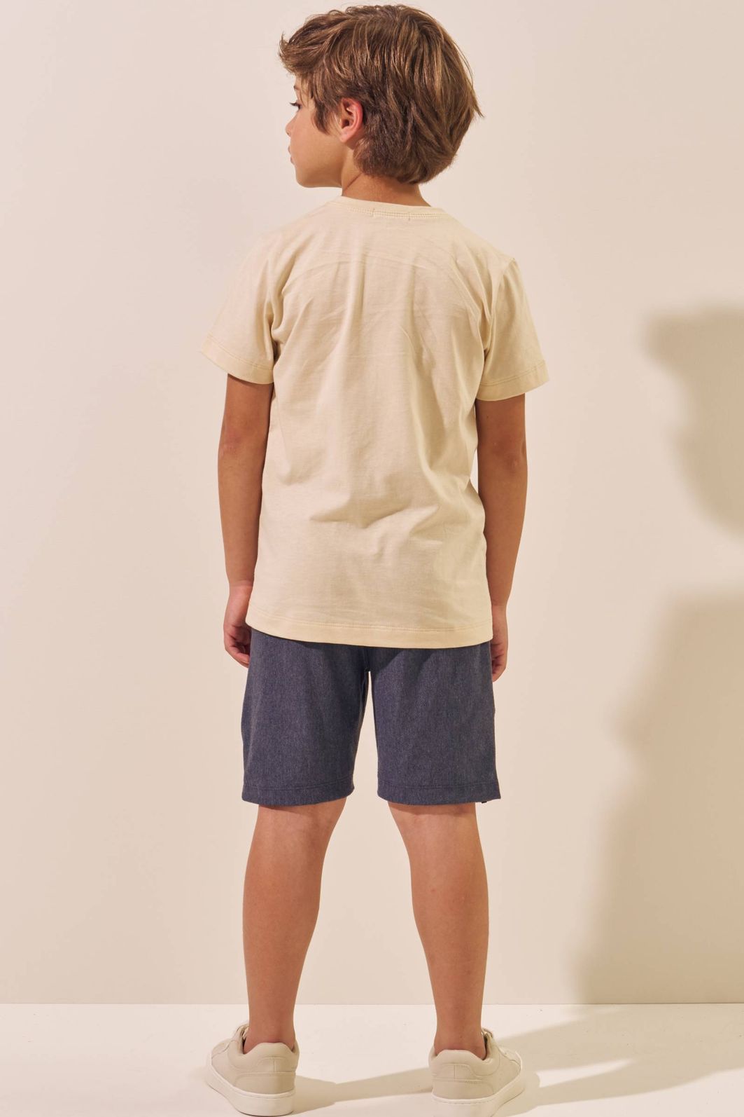 Conjunto de camiseta em meia malha e bermuda em cotton jeans com elastano 96976 LucBoo Infantil Menino Conjunto de camiseta em meia malha e bermuda em cotton jeans com elastano 96976 LucBoo Infantil Menino