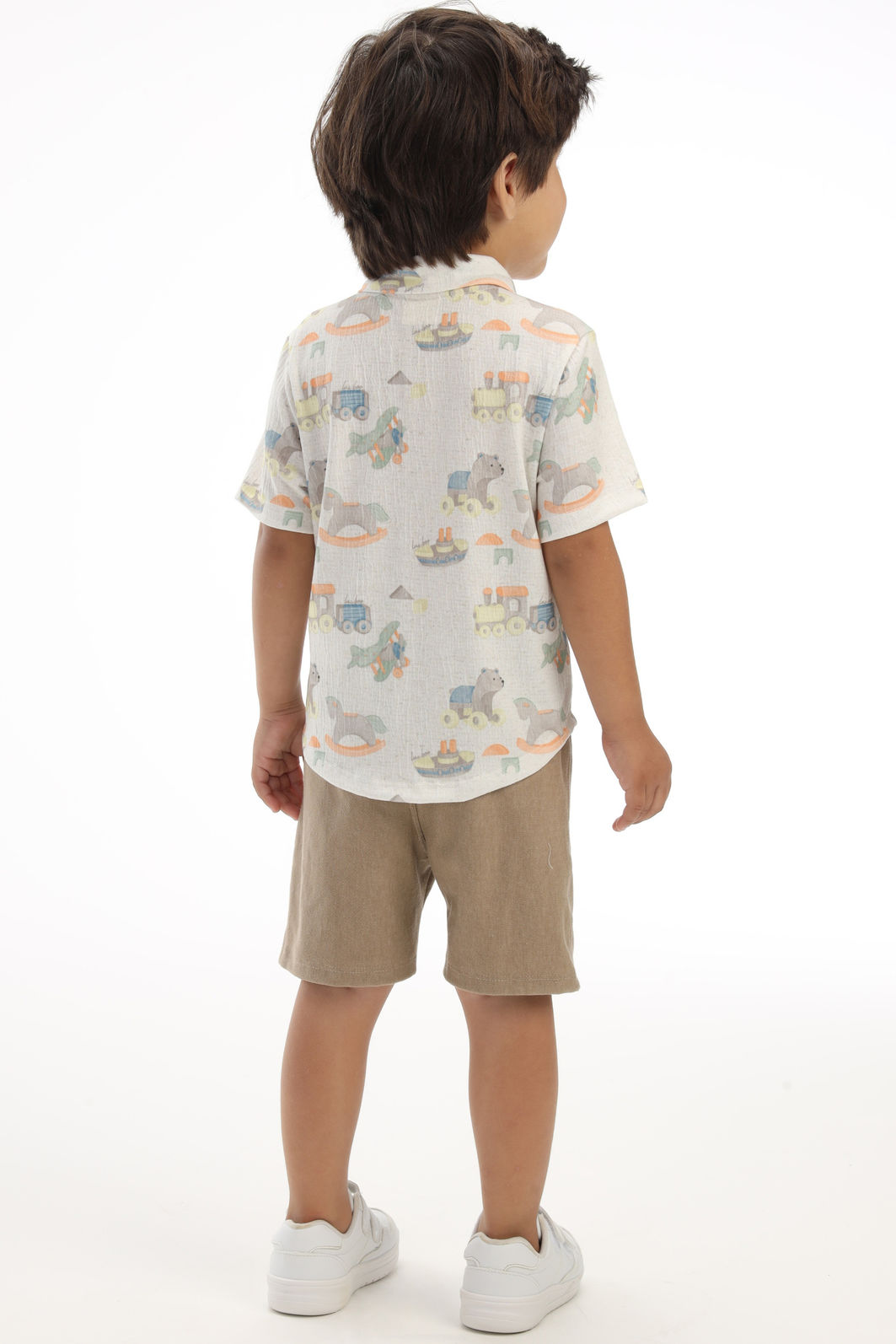 Conjunto de camisa em malha wave e bermuda em cotton jeans com elastano 92836 LucBoo Bebê Menino Conjunto de camisa em malha wave e bermuda em cotton jeans com elastano 92836 LucBoo Bebê Menino