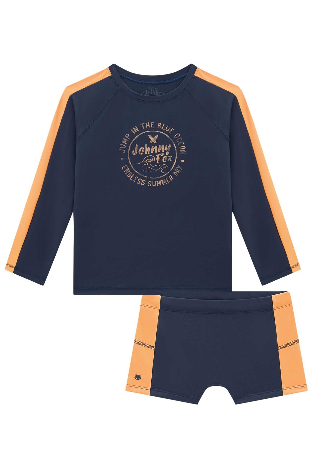 Conjunto de camiseta e sunga em malha uv dry com proteção UV50+ 93343 Johnny Fox Teen Menino Conjunto de camiseta e sunga em malha uv dry com proteção UV50+ 93343 Johnny Fox Teen Menino