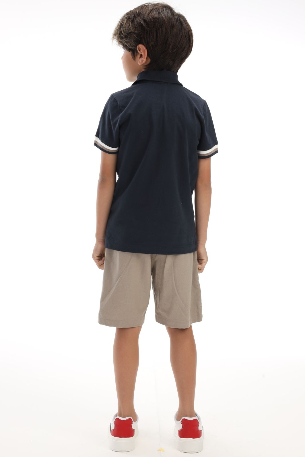 Conjunto de camisa polo em meia malha e bermuda em linho santorine com elastano 92461 LucBoo Infantil Menino Conjunto de camisa polo em meia malha e bermuda em linho santorine com elastano 92461 LucBoo Infantil Menino