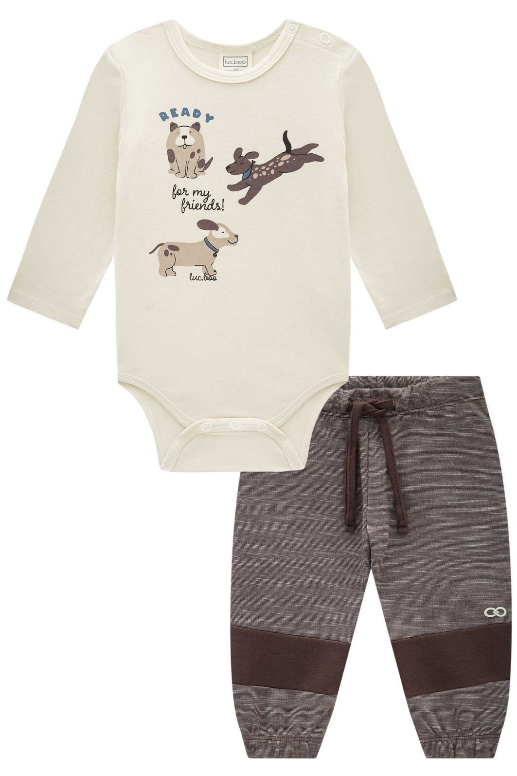 Conjunto de body em cotton e calça jogger em meclado bicolor 90731 LucBoo Bebê Menino
