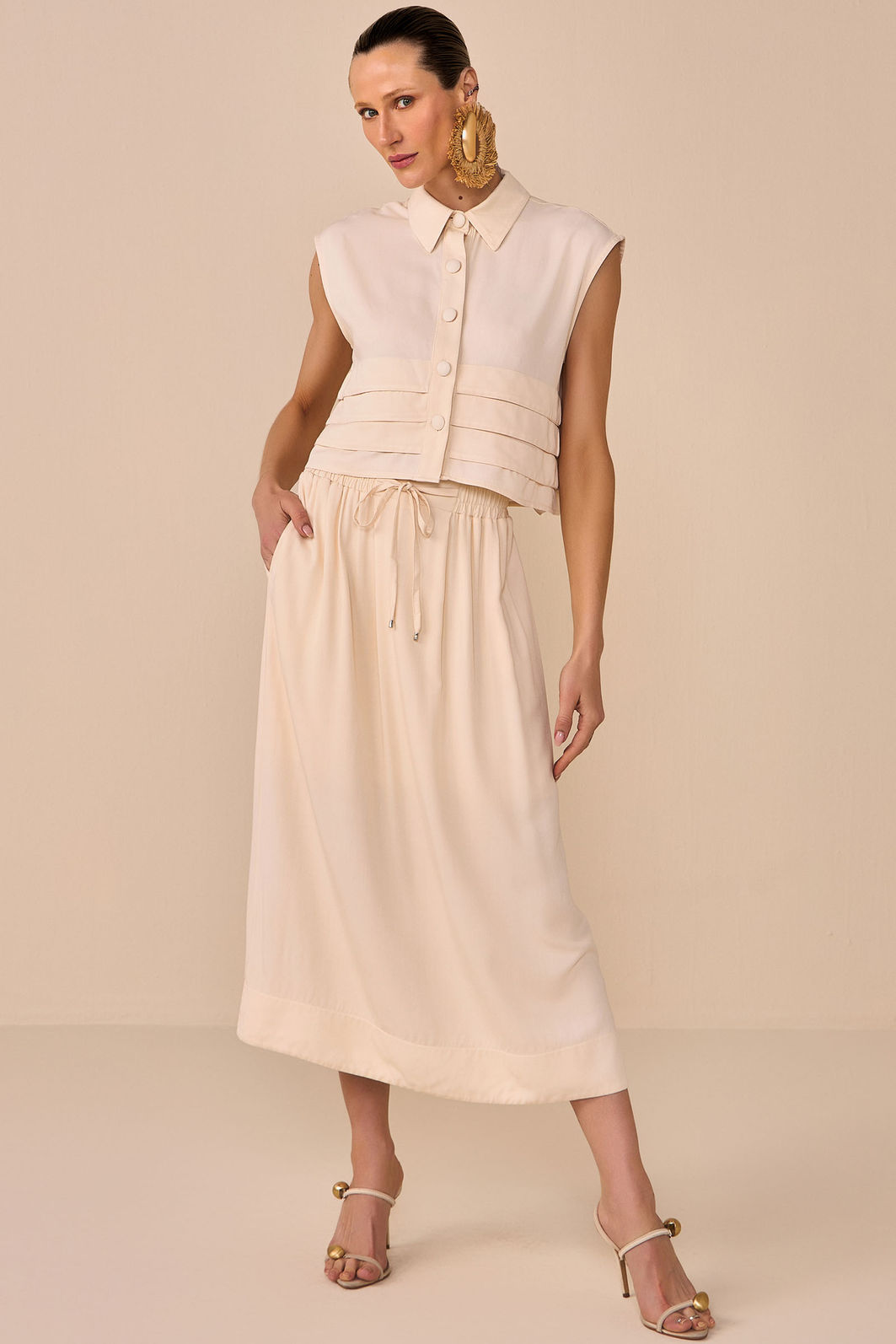 Saia maxi midi em blend de viscose 96178 Linzzi Saia maxi midi em blend de viscose 96178 Linzzi