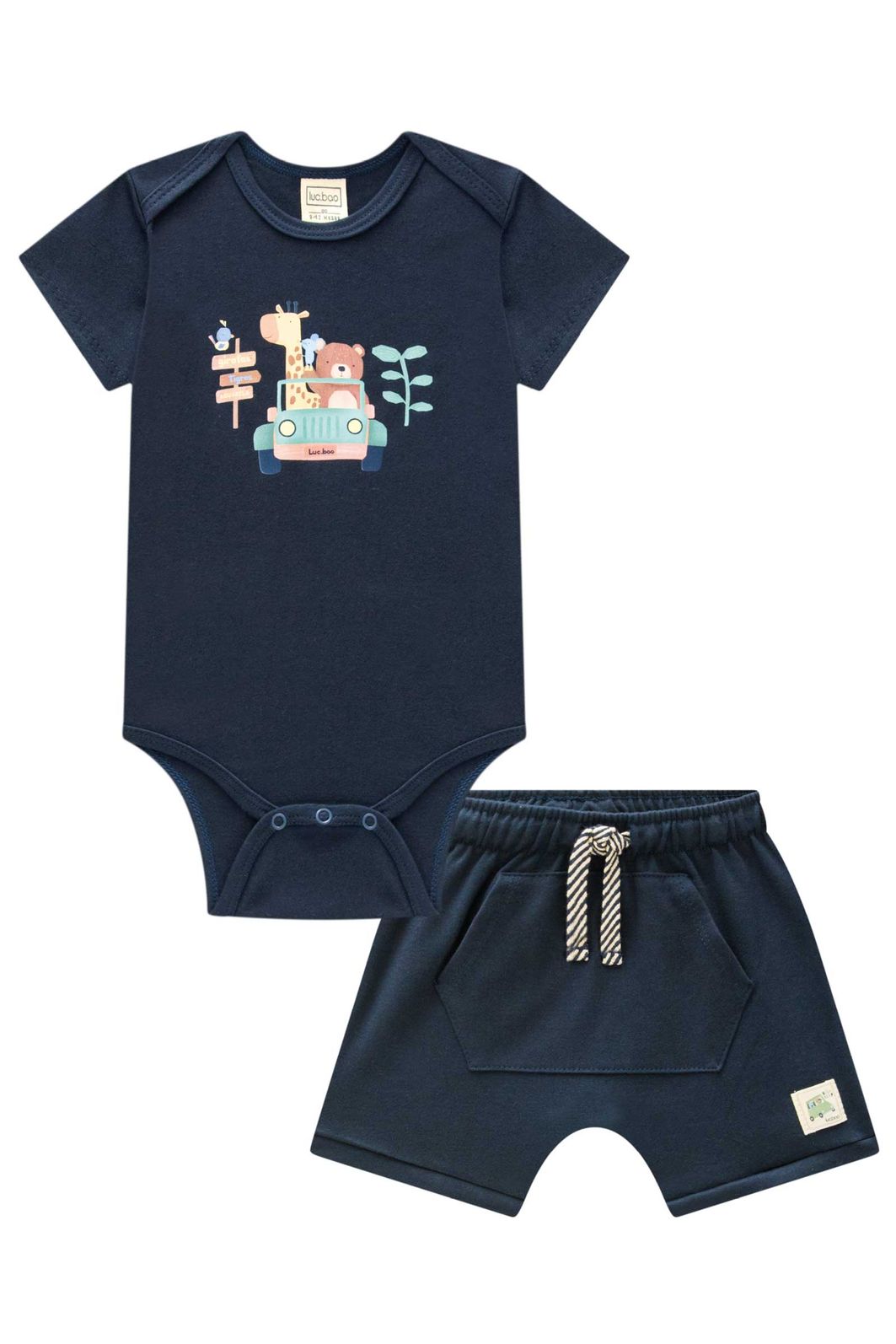 Conjunto de body e bermuda em suedine 95046 LucBoo Bebê Menino Conjunto de body e bermuda em suedine 95046 LucBoo Bebê Menino