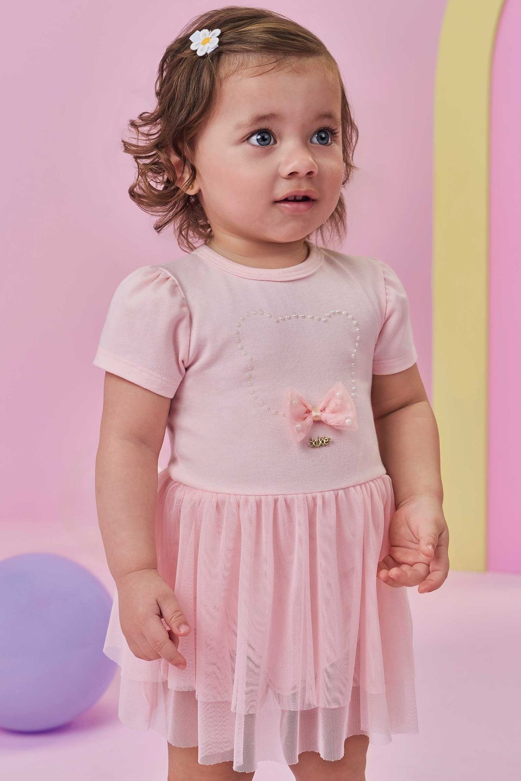 Vestbody em cotton e tule com elastano 98046 Kukiê Bebê Menina Vestbody em cotton e tule com elastano 98046 Kukiê Bebê Menina