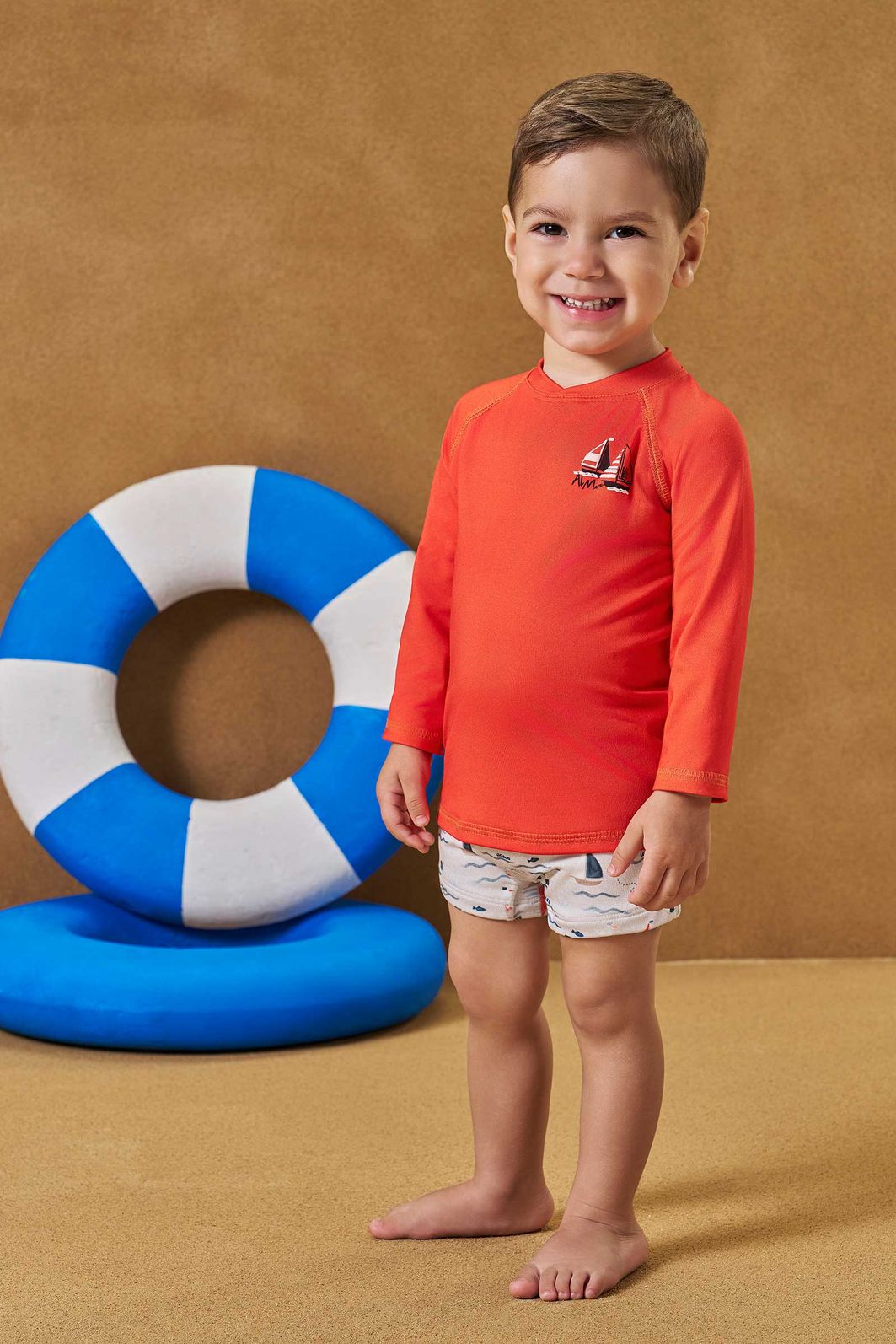 Conjunto de camiseta e sunga em malha UV dry com proteção UV50+ 95742 LucBoo Bebê Menino Conjunto de camiseta e sunga em malha UV dry com proteção UV50+ 95742 LucBoo Bebê Menino