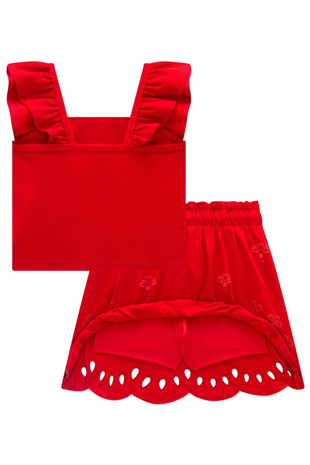 Conjunto de blusa em canelado liz e saia em cotton. (Com shorts embutido) 21725 Infanti Infantil Menina Conjunto de blusa em canelado liz e saia em cotton. (Com shorts embutido) 21725 Infanti Infantil Menina