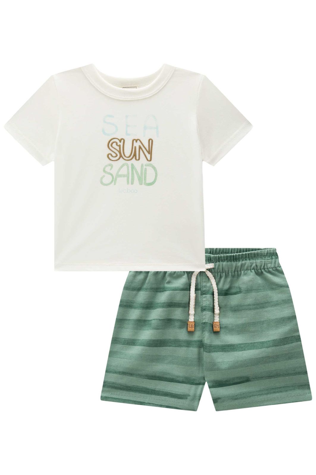 Conjunto de camiseta em meia malha e bermuda em linho santorine com elastano 92885 LucBoo Bebê Menino Conjunto de camiseta em meia malha e bermuda em linho santorine com elastano 92885 LucBoo Bebê Menino