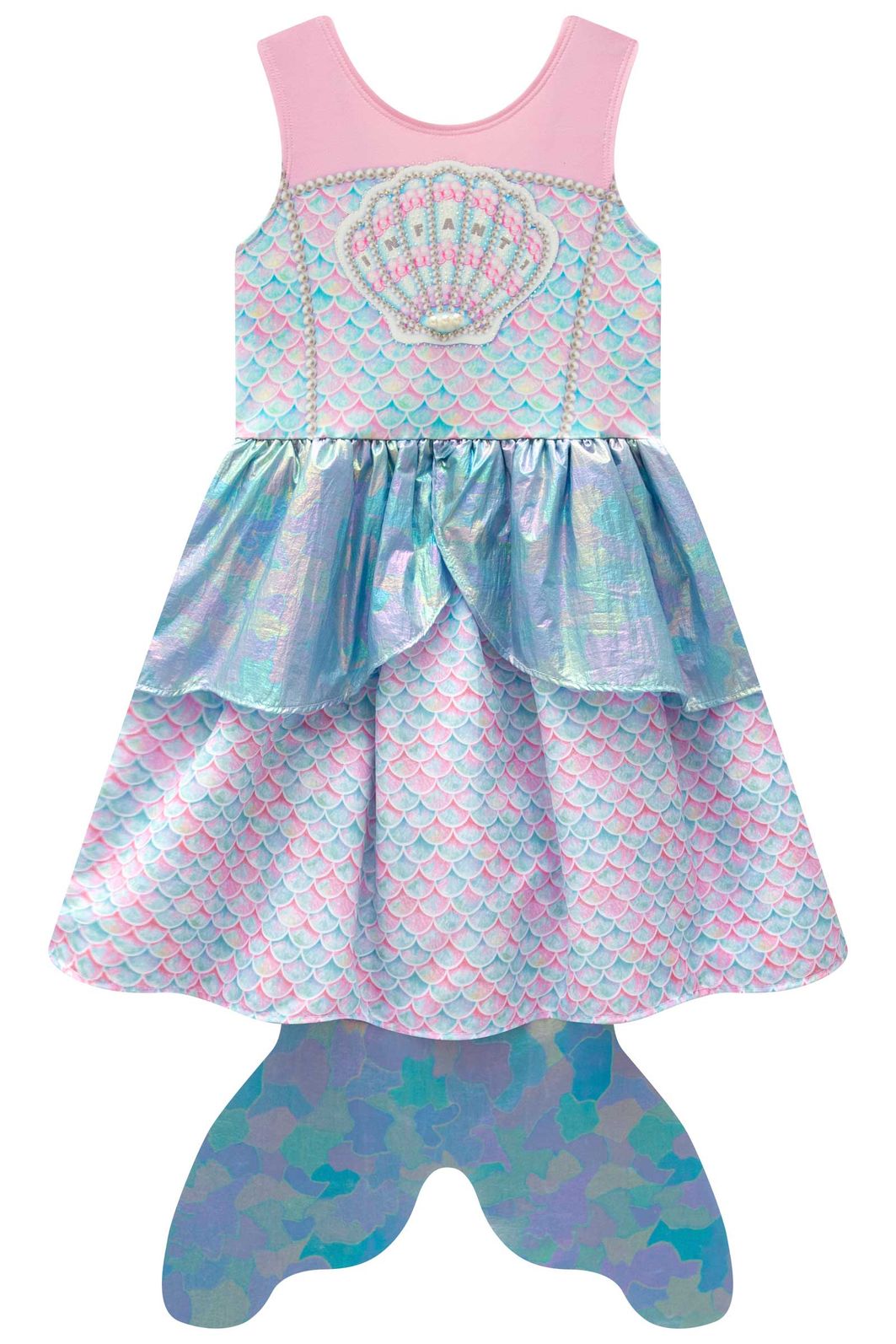 Fantasia de sereia em fly tech e nylon holográfico 97401 Infanti Infantil Menina Fantasia de sereia em fly tech e nylon holográfico 97401 Infanti Infantil Menina