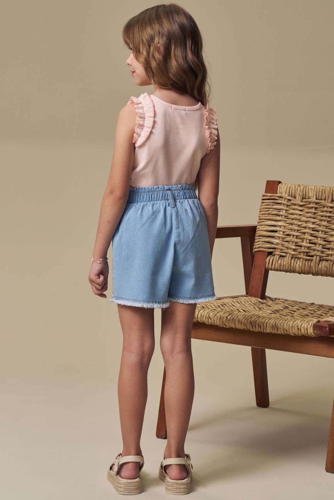 Shorts em jeans com elastano 95408 Infanti Infantil Menina