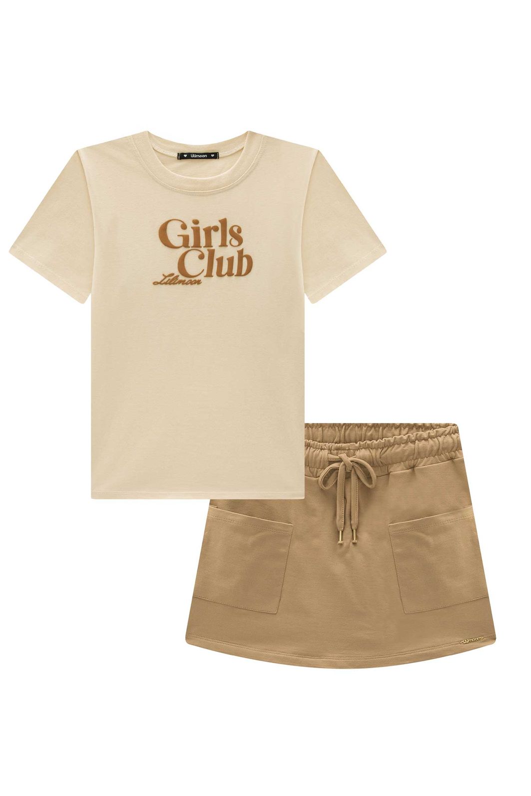 Conjunto de camiseta comfy em meia malha e short saia em molevisco 95919 Lilimoon Teen Menina Conjunto de camiseta comfy em meia malha e short saia em molevisco 95919 Lilimoon Teen Menina