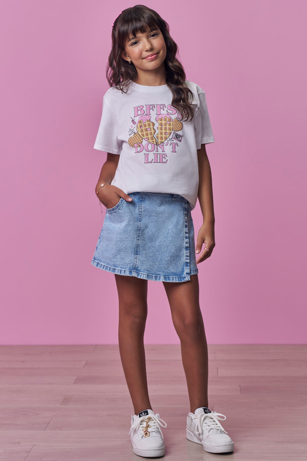 Short saia em jeans com elastano 99085 Vic Teen Menina