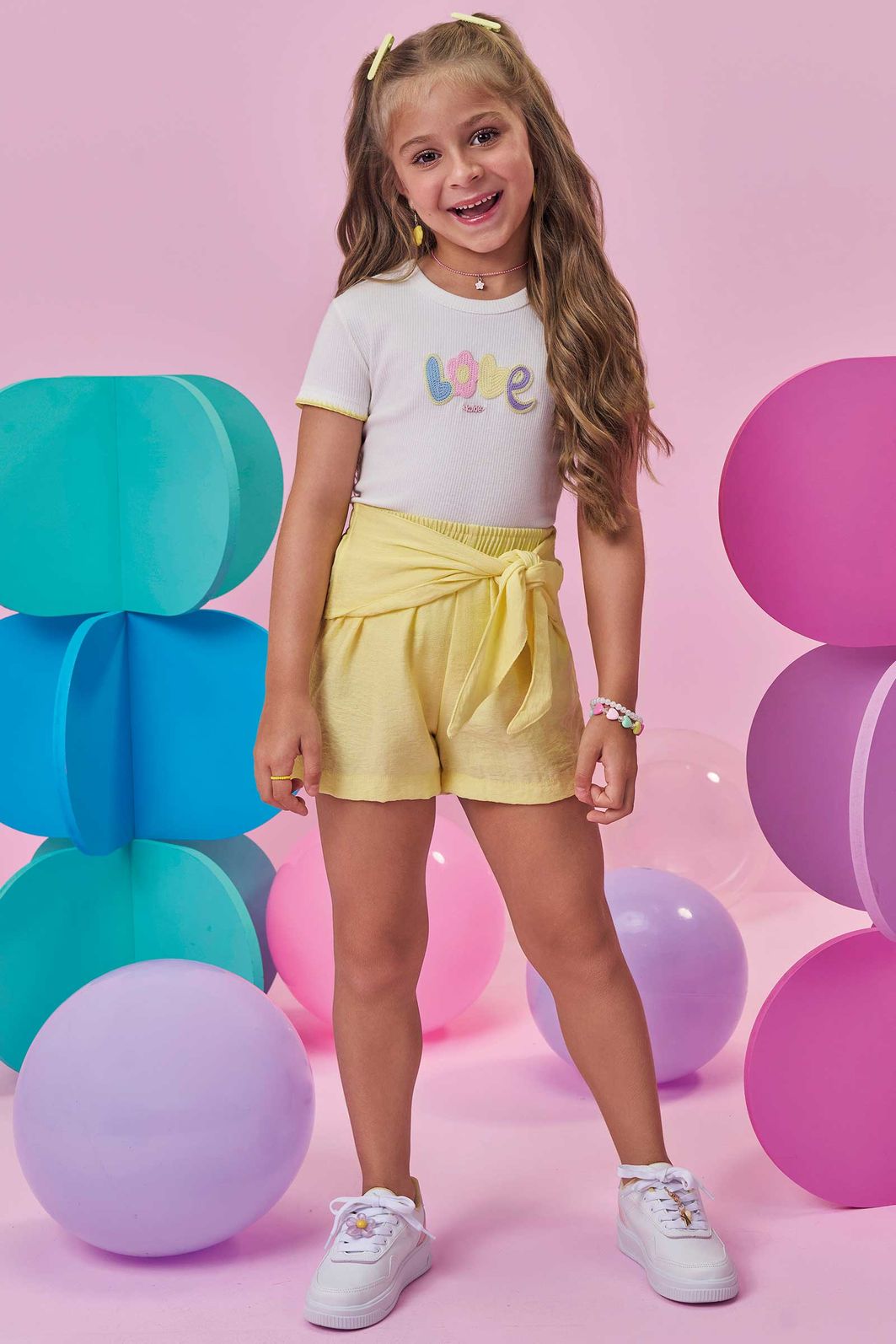 Conjunto de blusa em canelado Liz e shorts em viscose 99423 Kukiê Infantil Menina