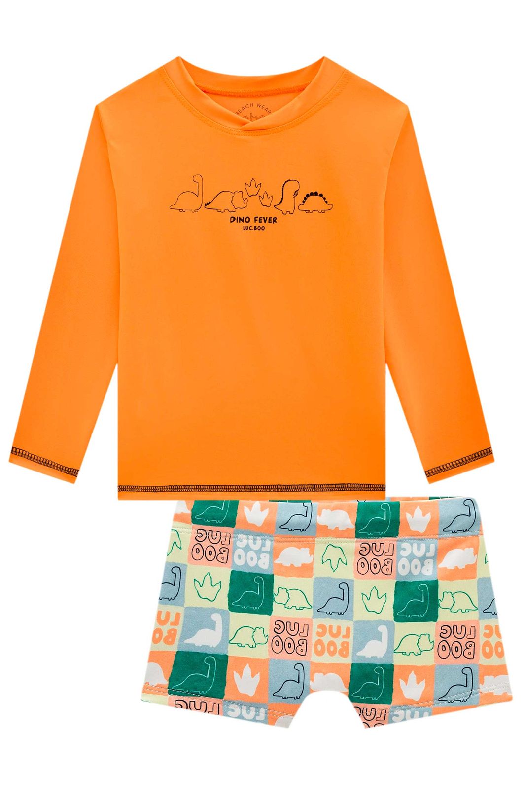 Conjunto de camiseta e sunga em malha UV dry com proteção UV 50+ 99277 LucBoo Infantil Menino Conjunto de camiseta e sunga em malha UV dry com proteção UV 50+ 99277 LucBoo Infantil Menino