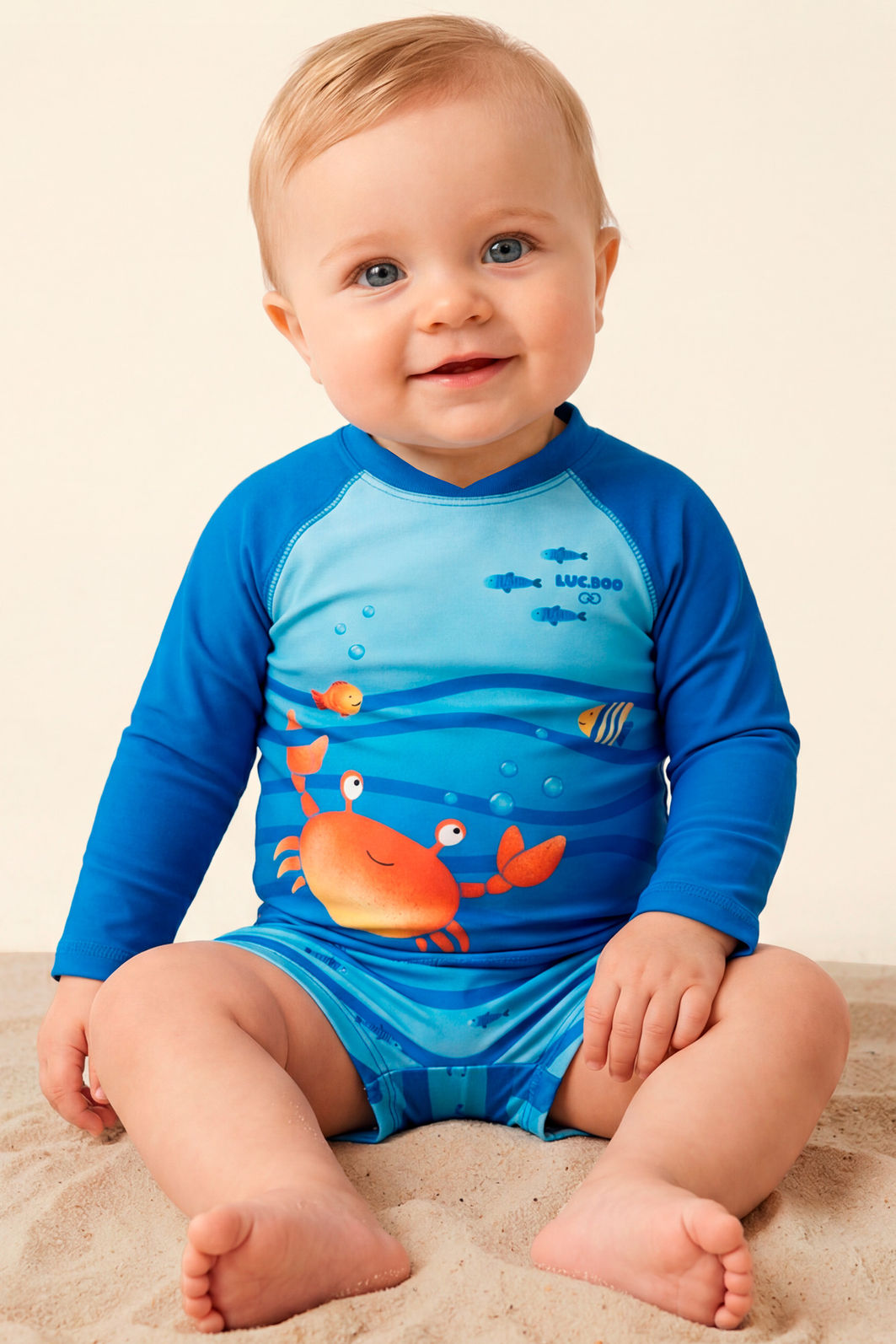 Conjunto de camiseta e sunga em malha UV dry com proteção UV50+ 24759 LucBoo Bebê Menino Conjunto de camiseta e sunga em malha UV dry com proteção UV50+ 24759 LucBoo Bebê Menino