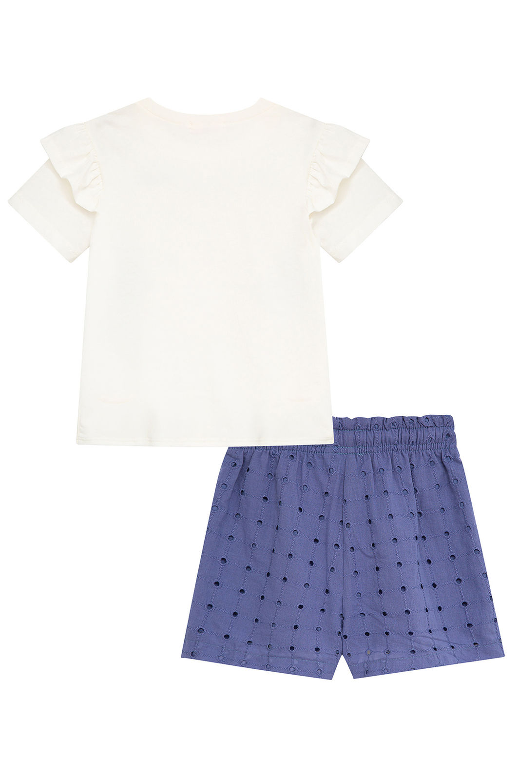 Conjunto de blusa em meia malha e shorts em laise bordada 93671 Kukiê Infantil Menina Conjunto de blusa em meia malha e shorts em laise bordada 93671 Kukiê Infantil Menina