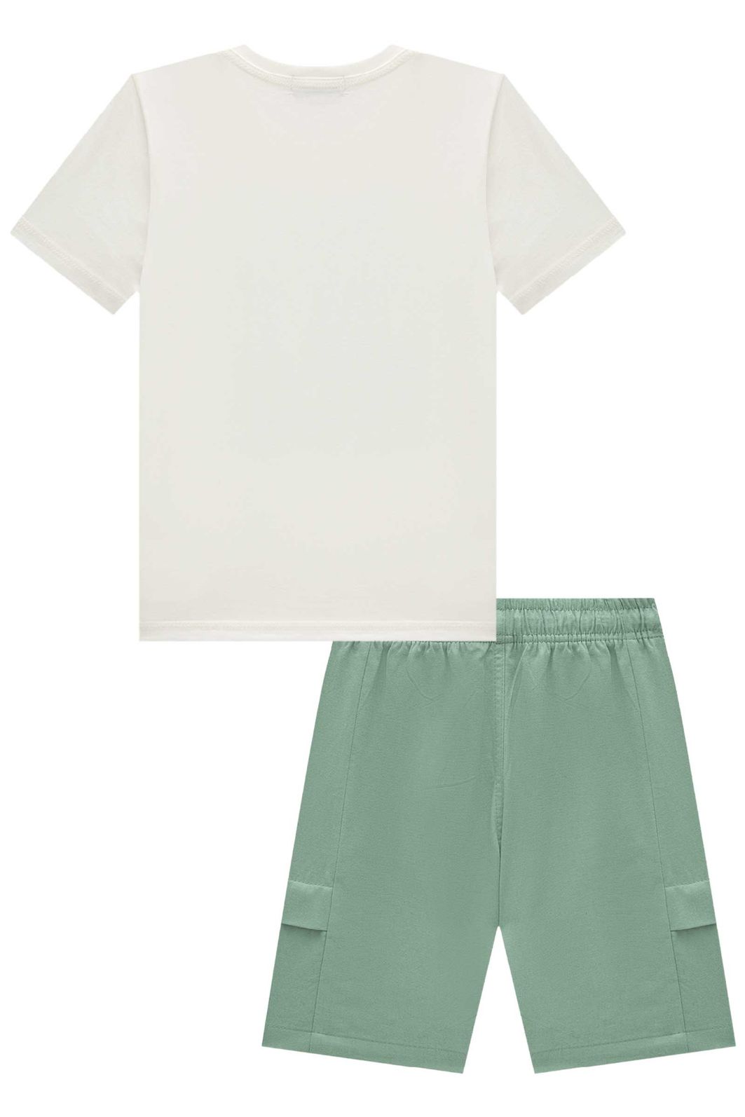 Conjunto de camiseta em meia malha e bermuda em linho santorine com elastano 92400 LucBoo Infantil Menino Conjunto de camiseta em meia malha e bermuda em linho santorine com elastano 92400 LucBoo Infantil Menino