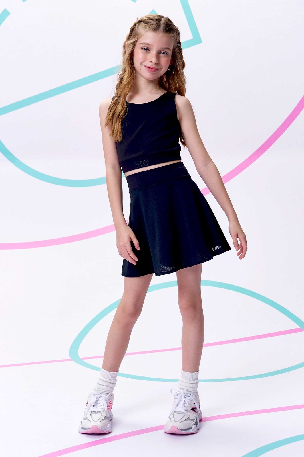 Saia em malha yuki com shorts embutido 96286 Vic Teen Menina Saia em malha yuki com shorts embutido 96286 Vic Teen Menina