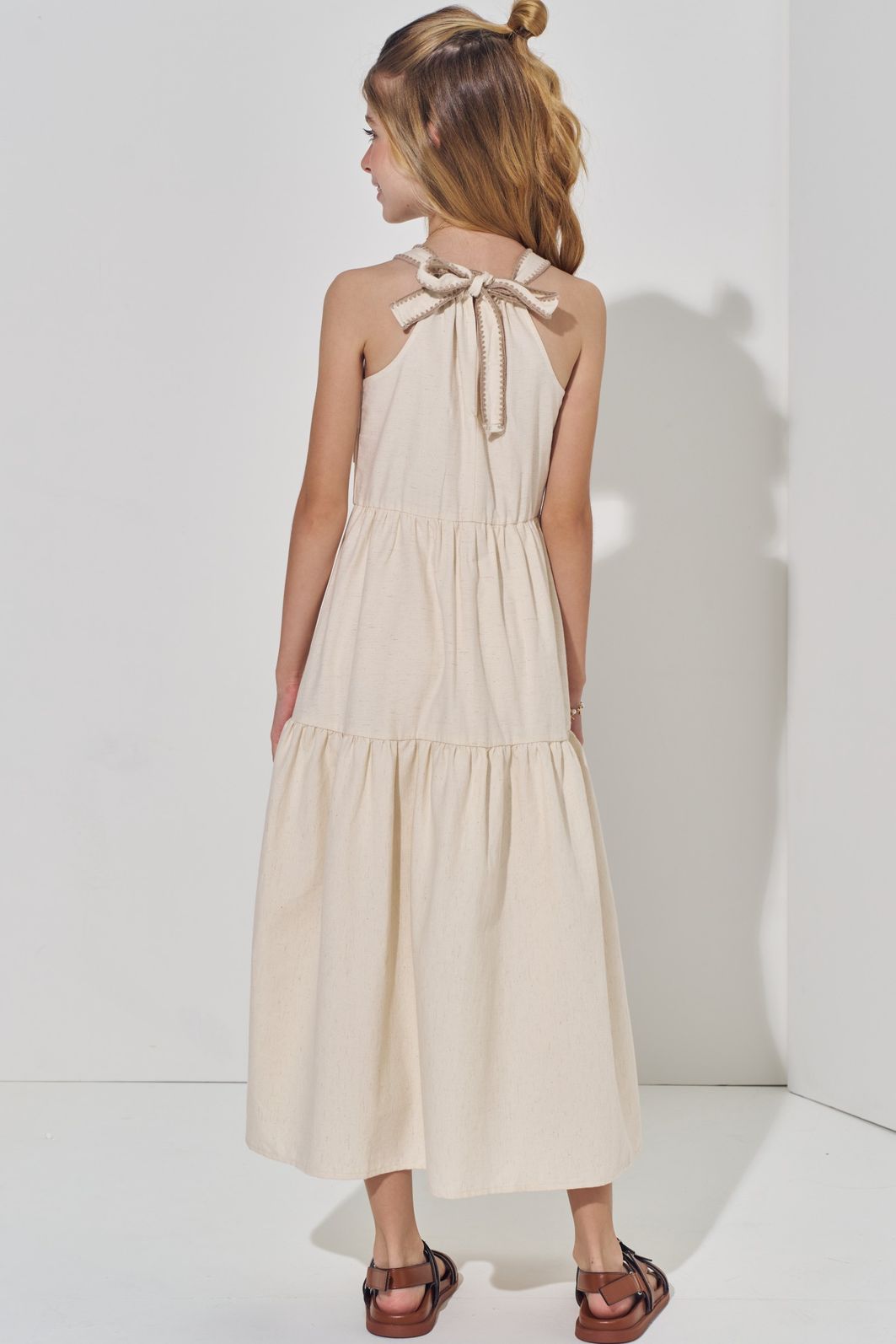 Vestido em linho com elastano 98896 Vic Teen Menina Vestido em linho com elastano 98896 Vic Teen Menina
