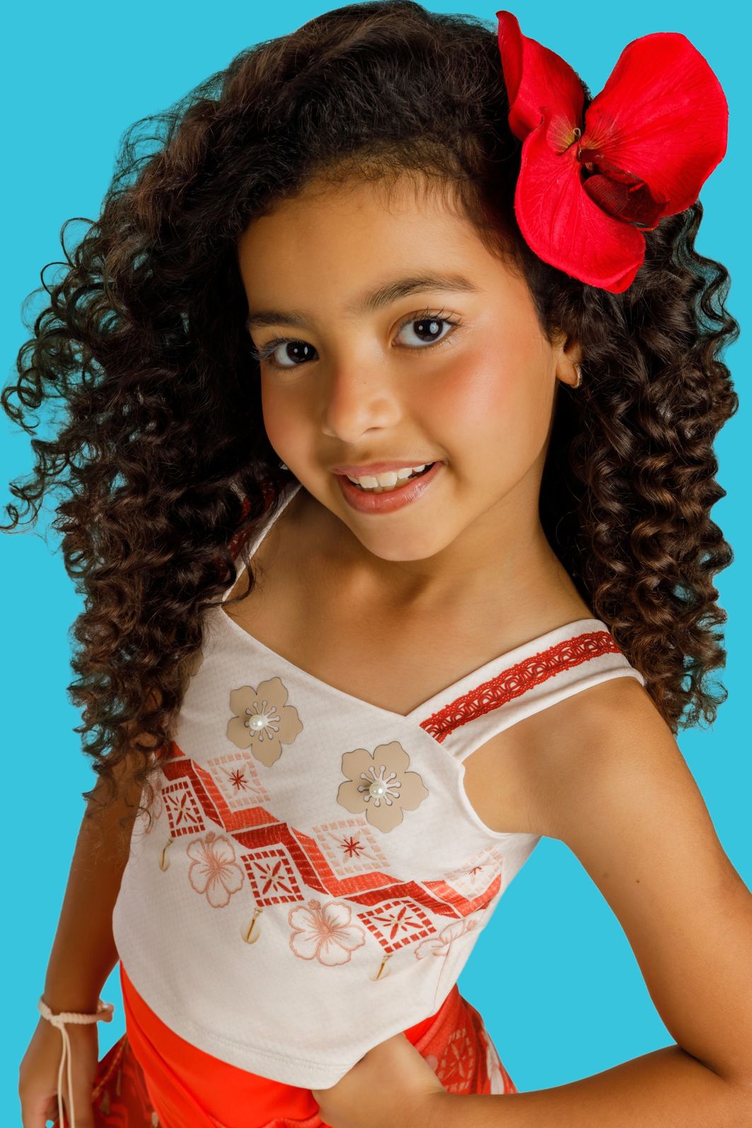 Fantasia de Havaiana (Cropped em malha uv e saia em fly tech com shorts embutido) 97604 Kukiê Infantil Menina Fantasia de Havaiana (Cropped em malha uv e saia em fly tech com shorts embutido) 97604 Kukiê Infantil Menina