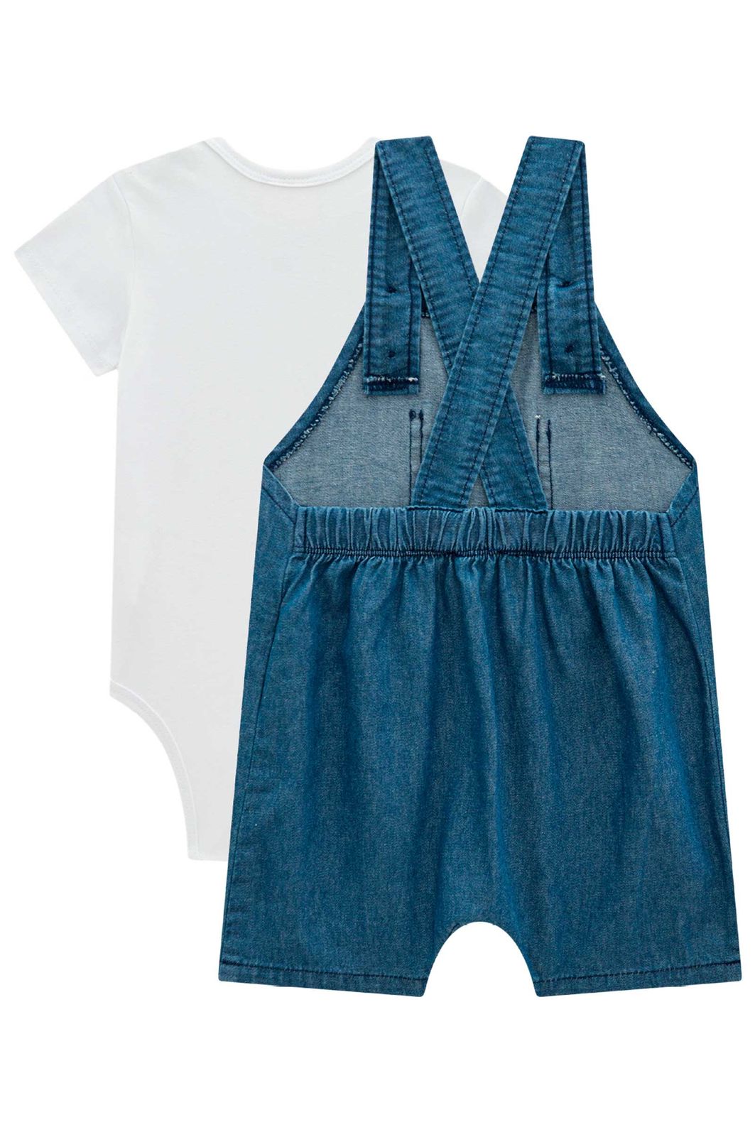 Conjunto de body em suedine e jardineira em jeans teca 98168 LucBoo Bebê Menino Conjunto de body em suedine e jardineira em jeans teca 98168 LucBoo Bebê Menino