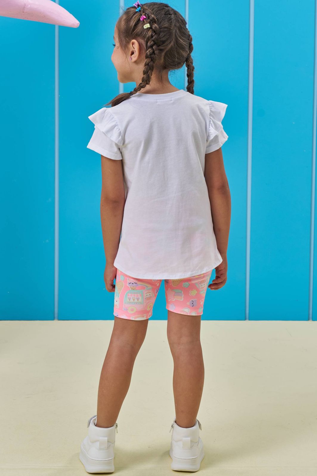 Conjunto de blusa em meia malha e bermuda biker em molecotton 95090 Kukiê Infantil Menina Conjunto de blusa em meia malha e bermuda biker em molecotton 95090 Kukiê Infantil Menina