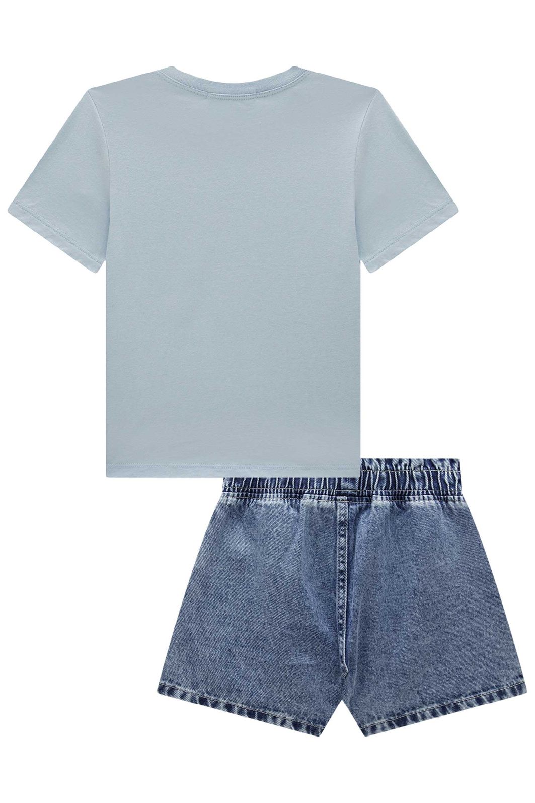 Conjunto de blusa em meia malha e shorts em jeans wishita 99350 Lilimoon Teen Menina