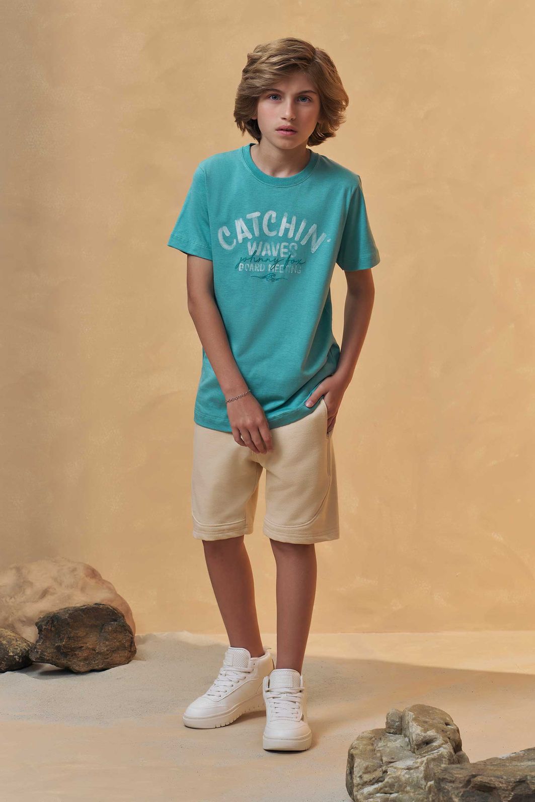 Bermuda em moletwill com elastano 95774 Johnny Fox Teen Menino Bermuda em moletwill com elastano 95774 Johnny Fox Teen Menino