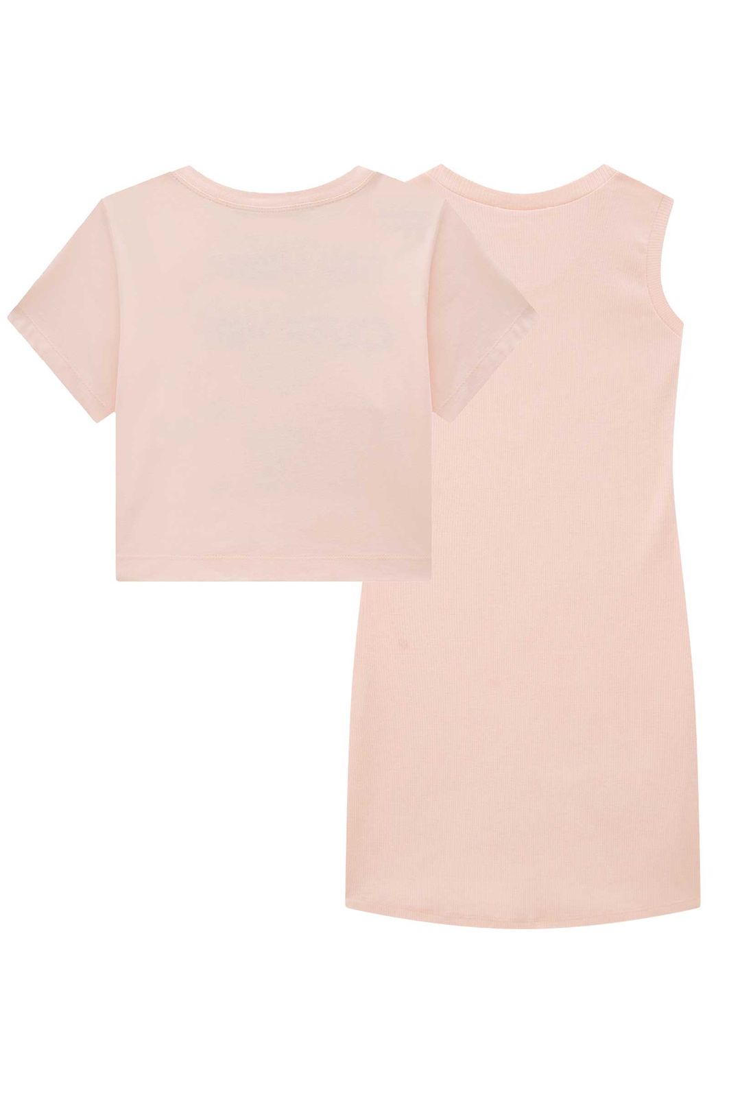 Vestido em canelado liz e blusa de sobreposição em meia malha 94618 Lilimoon Teen Menina Vestido em canelado liz e blusa de sobreposição em meia malha 94618 Lilimoon Teen Menina