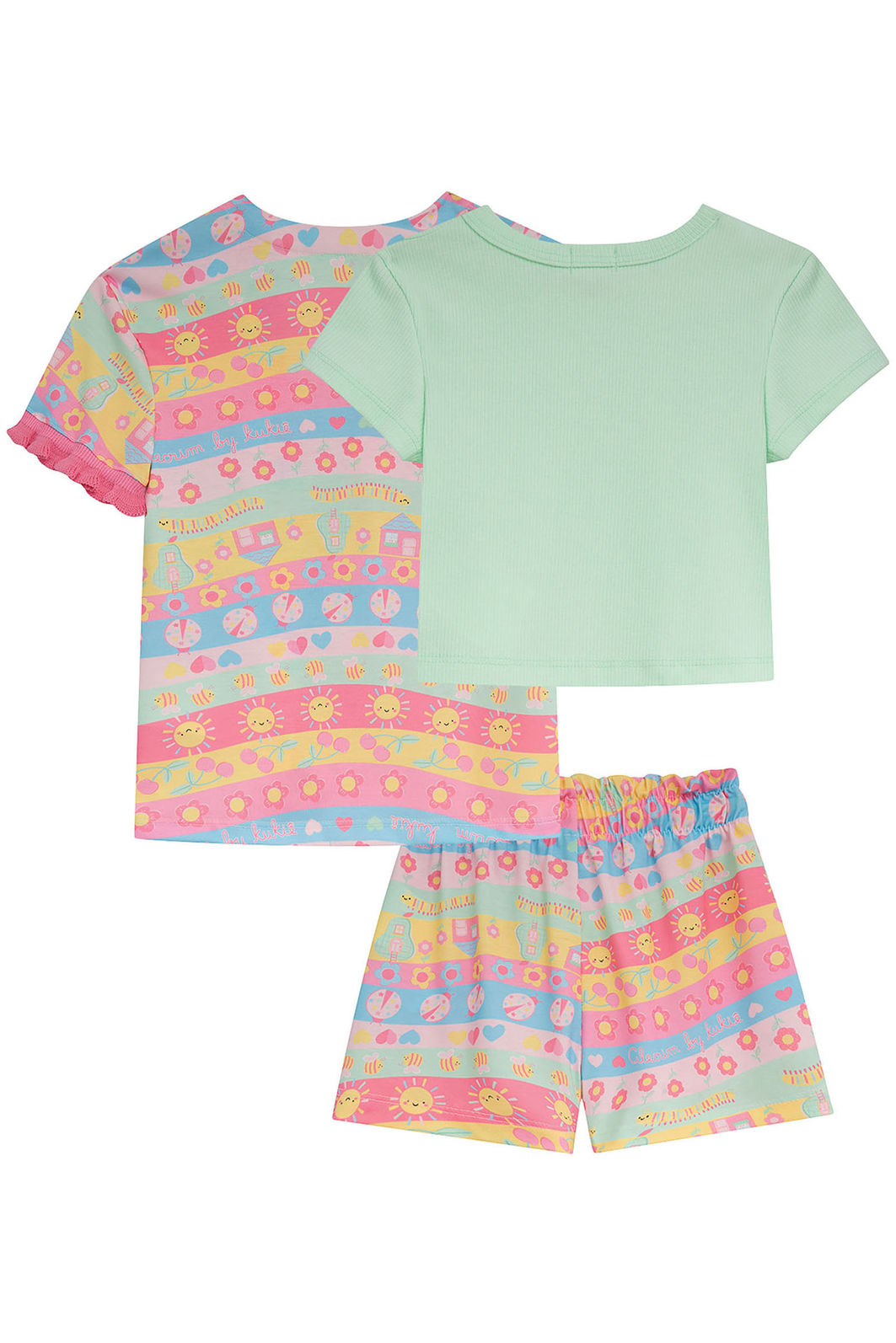 Trio de blusa em canelado e shorts e kimono em malha fresh 95231 Kukiê Infantil Menina Trio de blusa em canelado e shorts e kimono em malha fresh 95231 Kukiê Infantil Menina