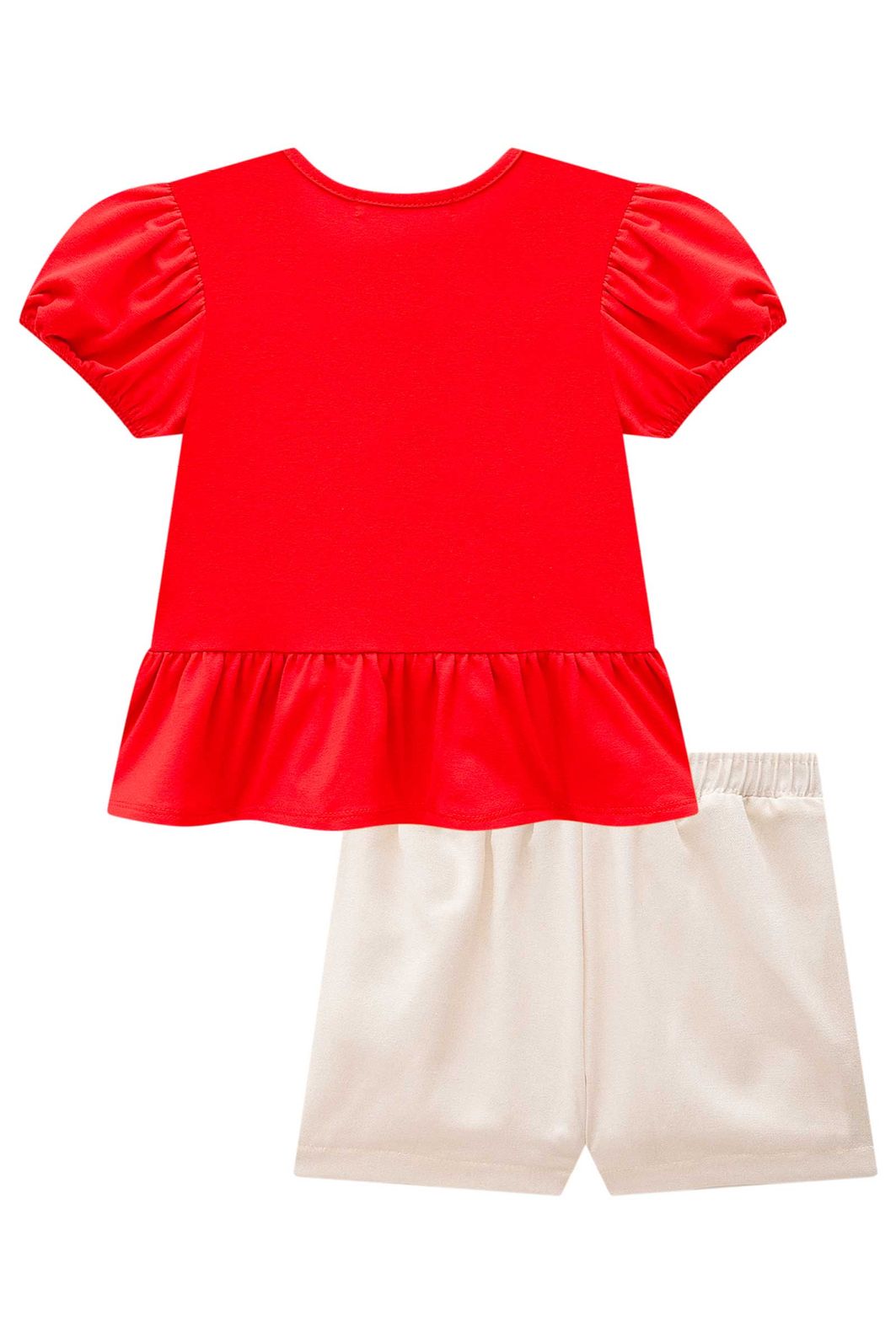 Conjunto de bata em cotton e shorts em linho gold 99201 Kukiê Infantil Menina