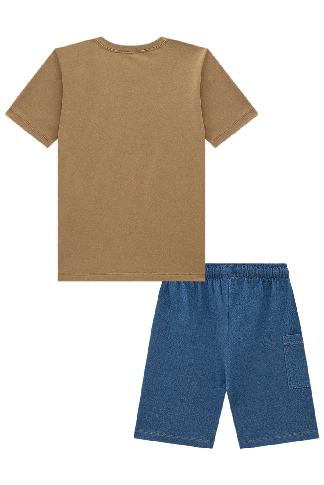 Conjunto de camiseta em meia malha e bermuda em malha denim com elastano 98002 Johnny Fox Teen Menino Conjunto de camiseta em meia malha e bermuda em malha denim com elastano 98002 Johnny Fox Teen Menino