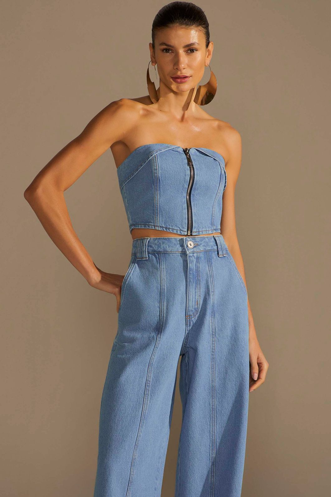 Calça reta em denim 94989 Linzzi Calça reta em denim 94989 Linzzi