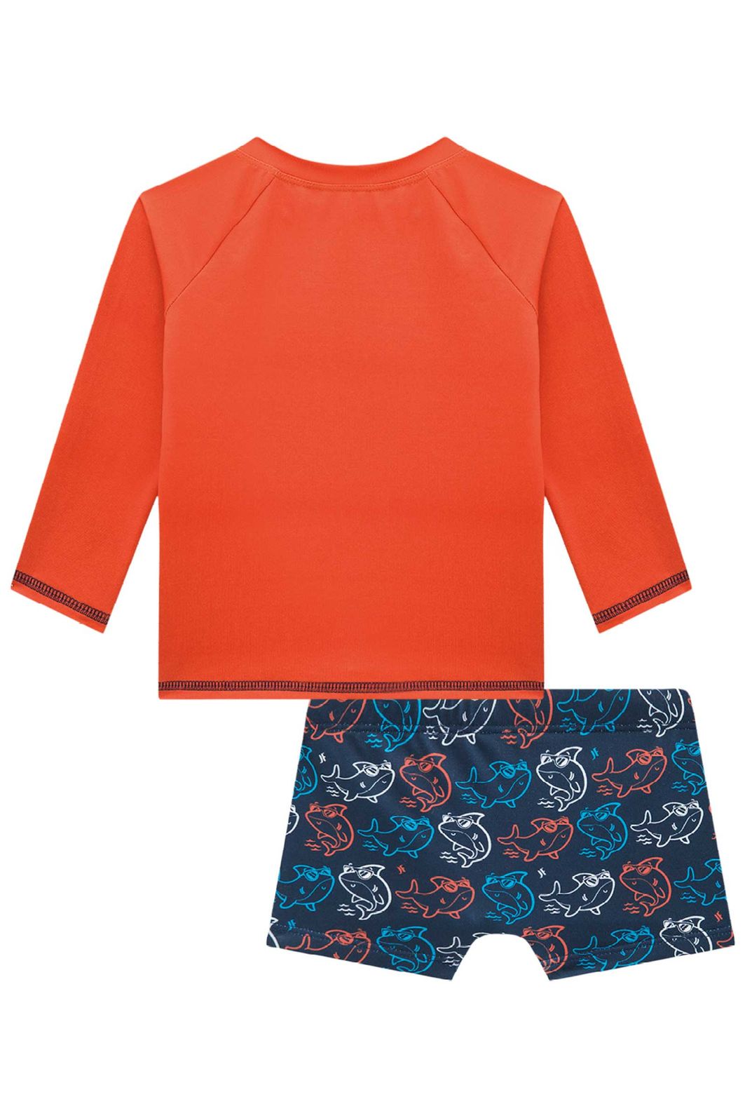 Conjunto de camiseta e sunga em malha uv dry com proteção UV50+ 95711 Johnny Fox Bebê Menino Conjunto de camiseta e sunga em malha uv dry com proteção UV50+ 95711 Johnny Fox Bebê Menino