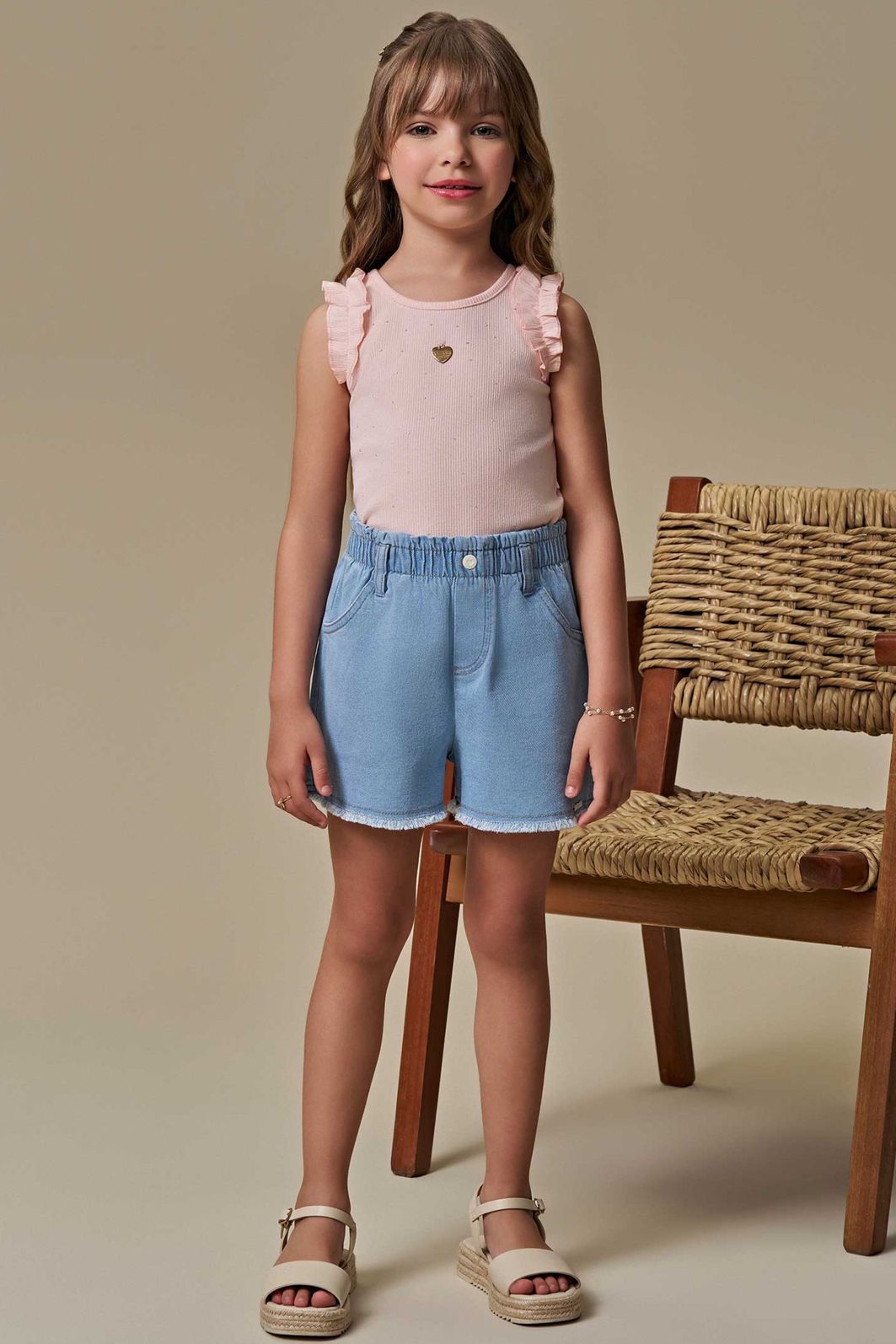 Shorts em jeans com elastano 95408 Infanti Infantil Menina