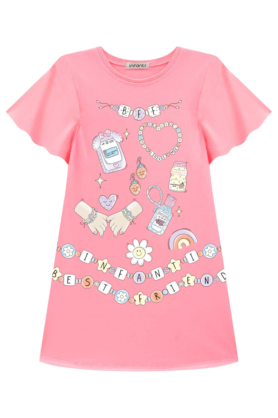 Vestido em meia malha. Acompanha kit pulseiras 93429 Infanti Infantil Menina Vestido em meia malha. Acompanha kit pulseiras 93429 Infanti Infantil Menina