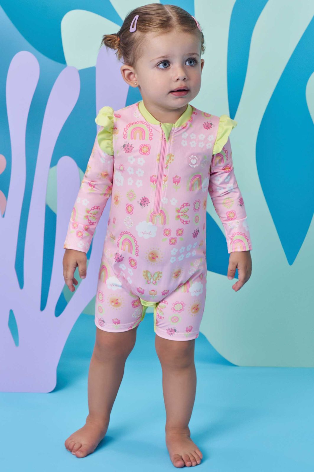Macacão em malha UV dry com proteção UV 50+ 99154 Infanti Bebê Menina Macacão em malha UV dry com proteção UV 50+ 99154 Infanti Bebê Menina