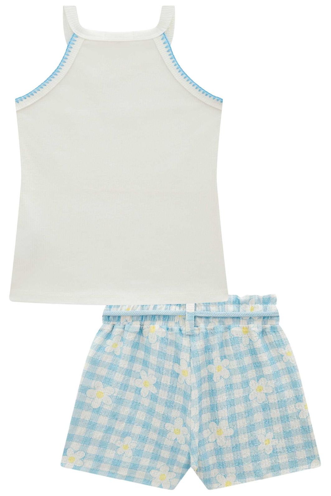 Conjunto de regata em canelado e shorts em malha textura 98456 Kukiê Infantil Menina Conjunto de regata em canelado e shorts em malha textura 98456 Kukiê Infantil Menina