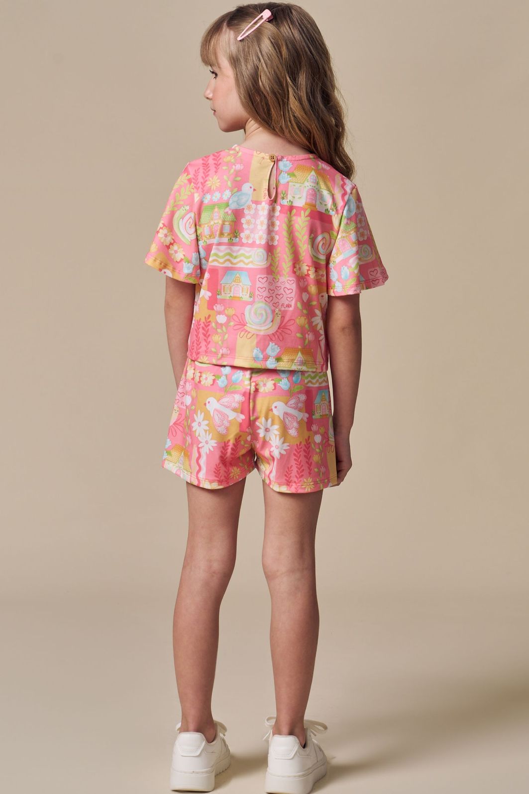 Conjunto de blusa e shorts em malha fresh 96926 Infanti Infantil Menina Conjunto de blusa e shorts em malha fresh 96926 Infanti Infantil Menina