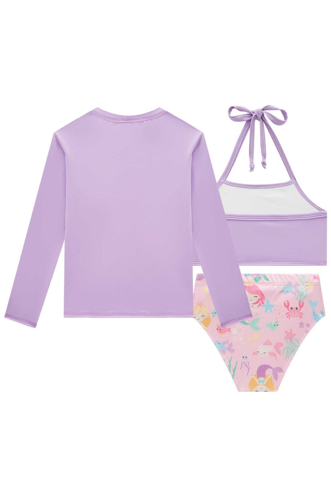 Trio de blusa e biquíni em malha UV dry com proteção UV 50+ 96616 Infanti Infantil Menina Trio de blusa e biquíni em malha UV dry com proteção UV 50+ 96616 Infanti Infantil Menina