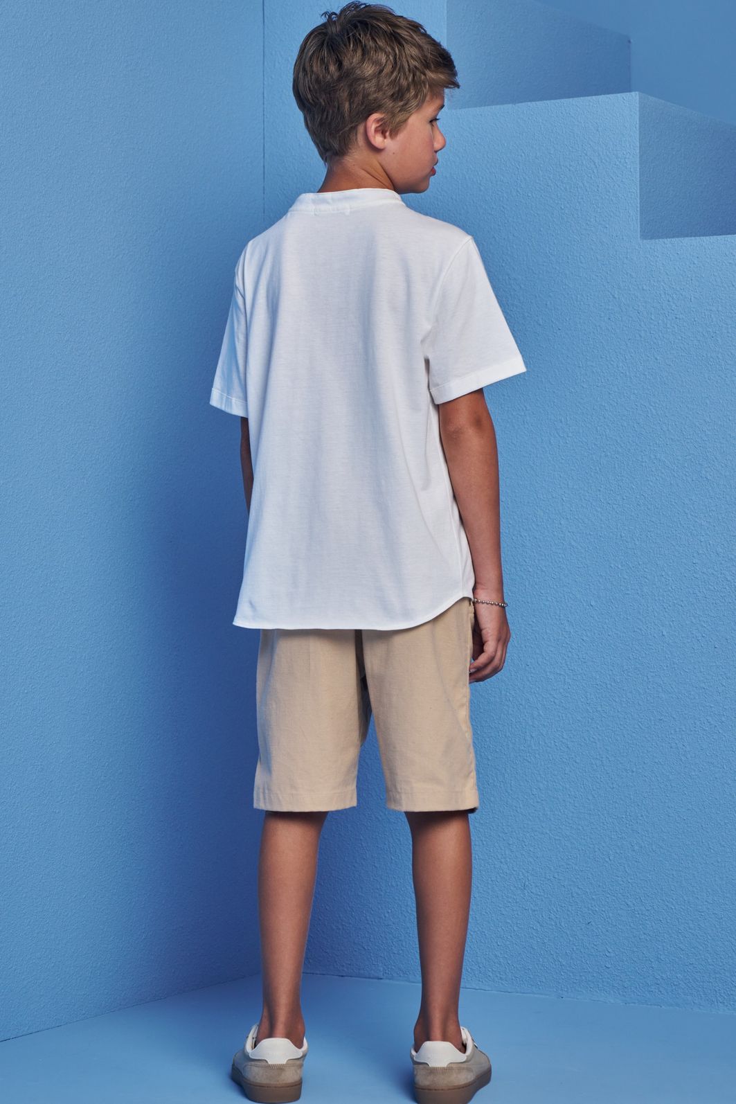 Conjunto de bata em meia malha e bermuda em linho santorine com elastano 98829 Johnny Fox Teen Menino Conjunto de bata em meia malha e bermuda em linho santorine com elastano 98829 Johnny Fox Teen Menino