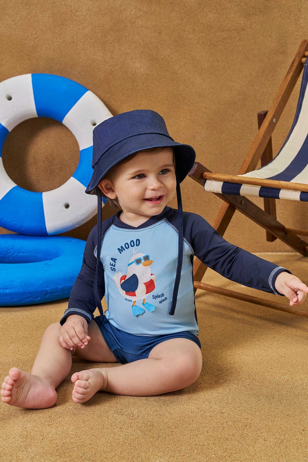 Conjunto de camiseta e sunga em malha UV dry com proteção UV50+ 96066 LucBoo Bebê Menino Conjunto de camiseta e sunga em malha UV dry com proteção UV50+ 96066 LucBoo Bebê Menino