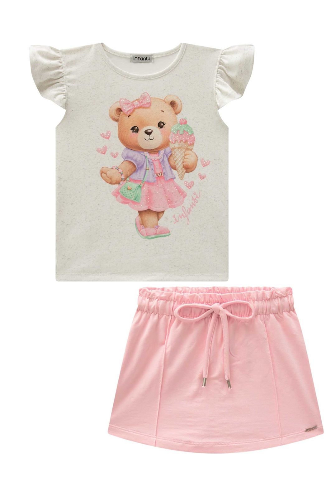 Conjunto de blusa em malha power e shorts saia em molevisco 95878 Infanti Infantil Menina Conjunto de blusa em malha power e shorts saia em molevisco 95878 Infanti Infantil Menina